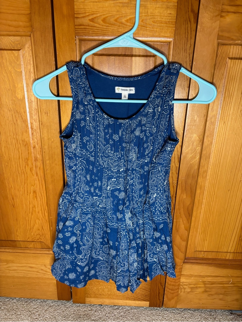 Tucker + Tate Navy Blue Paisley Pintuck Top
